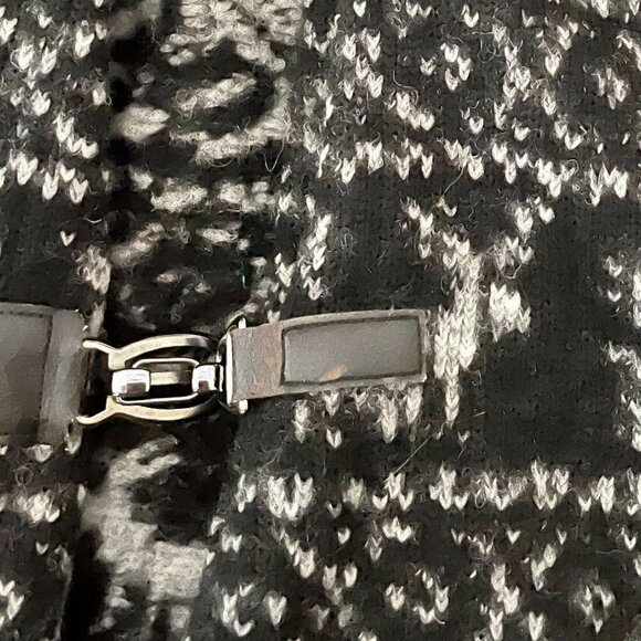 Zara Fair Isle Reindeer Wool Blend Vest M Faux Fur Hood Nordic Holiday Après Ski - Picture 11 of 11